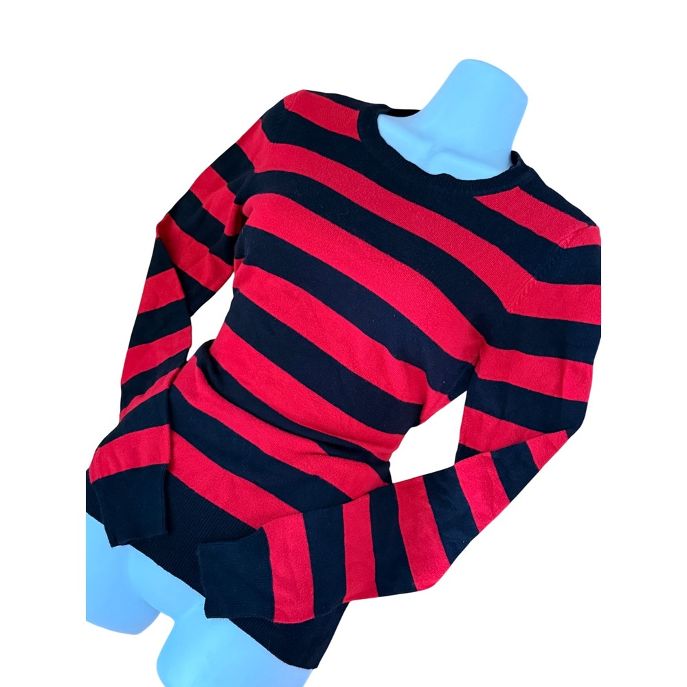Gothic Alternative Y2K Red & Black Striped Sweater Crewneck Knit Top Grunge Punk
